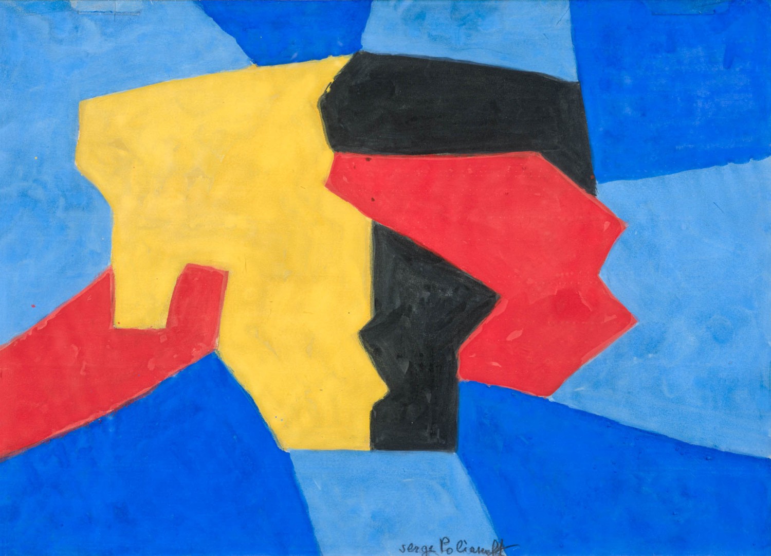Serge Poliakoff - Composition rouge, noire,jaune et bleue