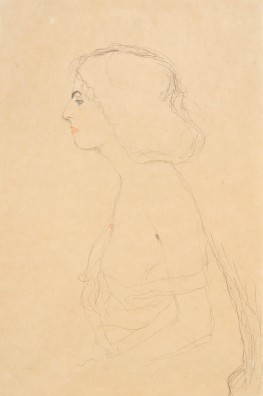 Gustav Klimt - Sitzende Dame im Profil nach links