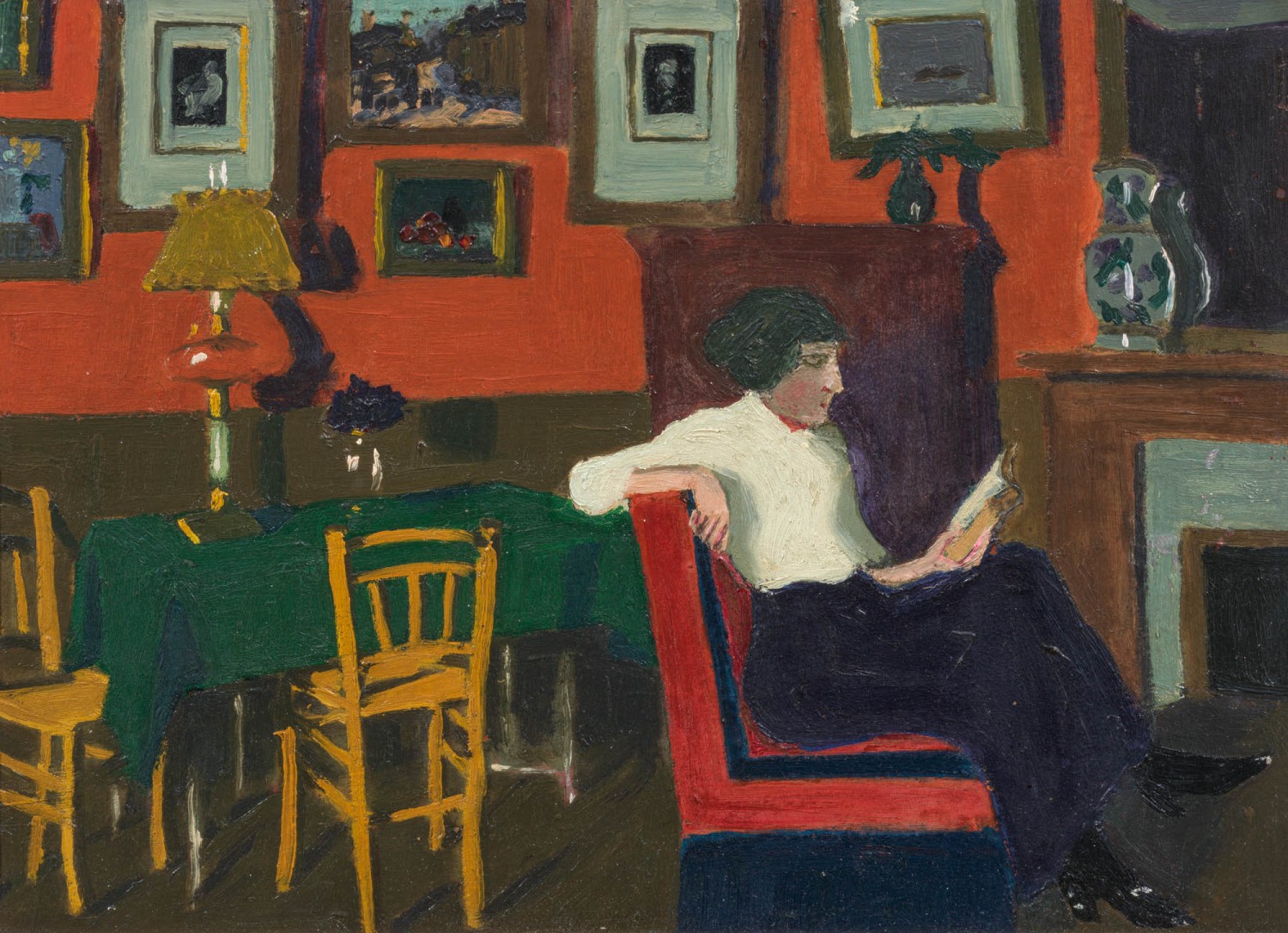 Marius Borgeaud - Dame lisant - 1923 / Femme à la cravate - 1916