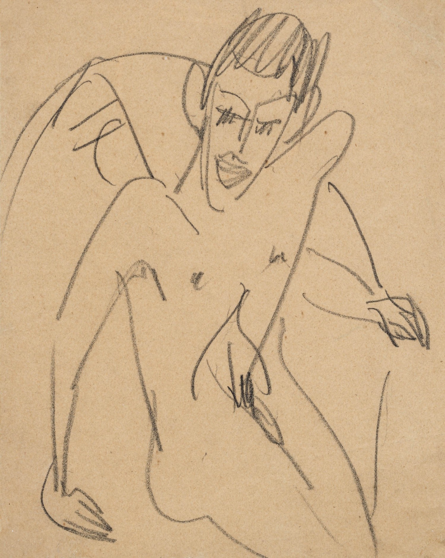 Ernst Ludwig Kirchner - Männlicher Dreiviertelakt (wohl Hugo Bialowons)