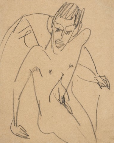 Ernst Ludwig Kirchner - Männlicher Dreiviertelakt (wohl Hugo Bialowons)