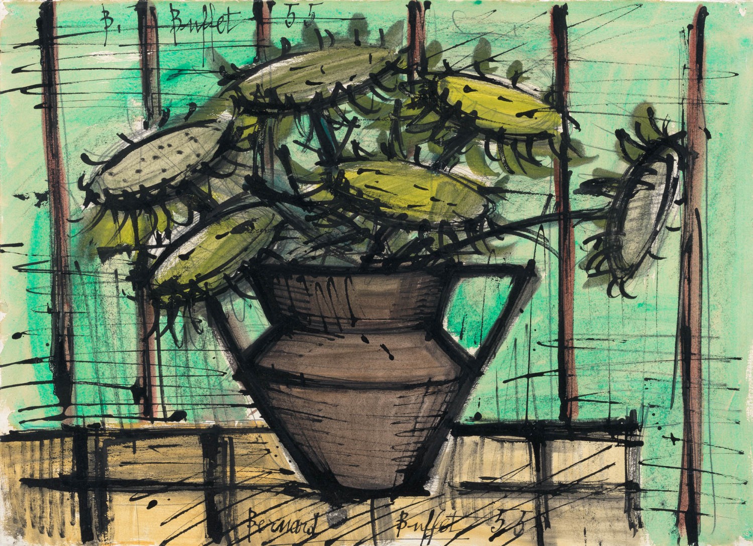 Bernard Buffet - Nature morte aux tournesols