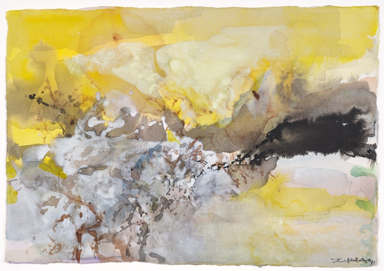 Zao Wou-Ki - No. 6, Composition sur fond jaune