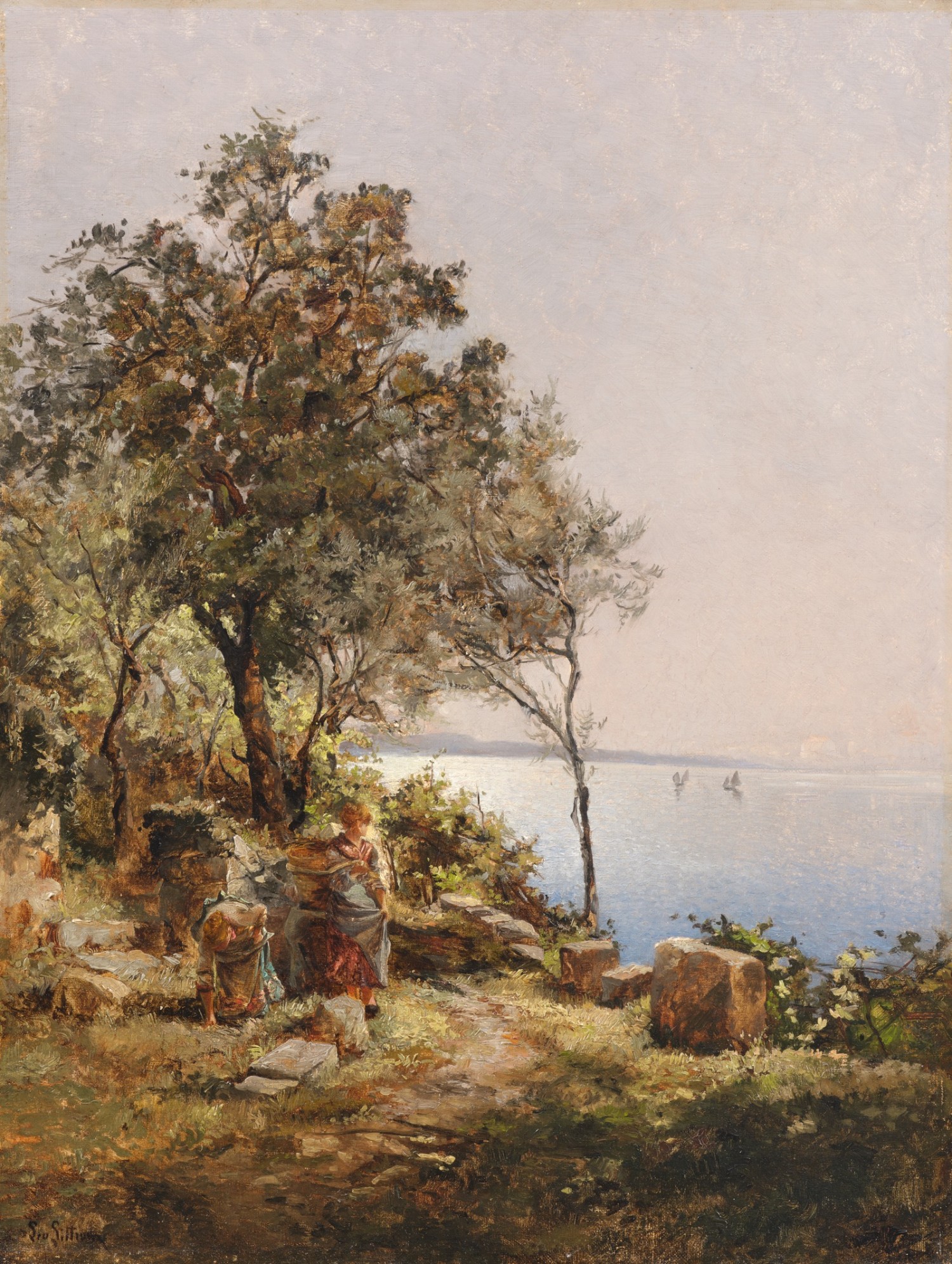 Leontine von Littrow - Seelandschaft mit Figuren