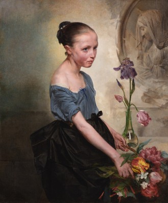 Domenico Induno - Ragazza con fiori