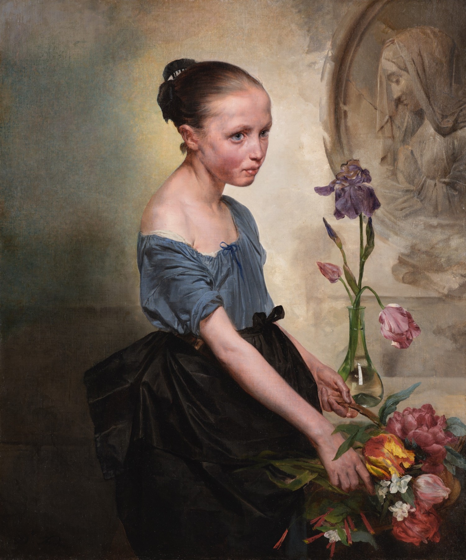 Domenico Induno - Ragazza con fiori