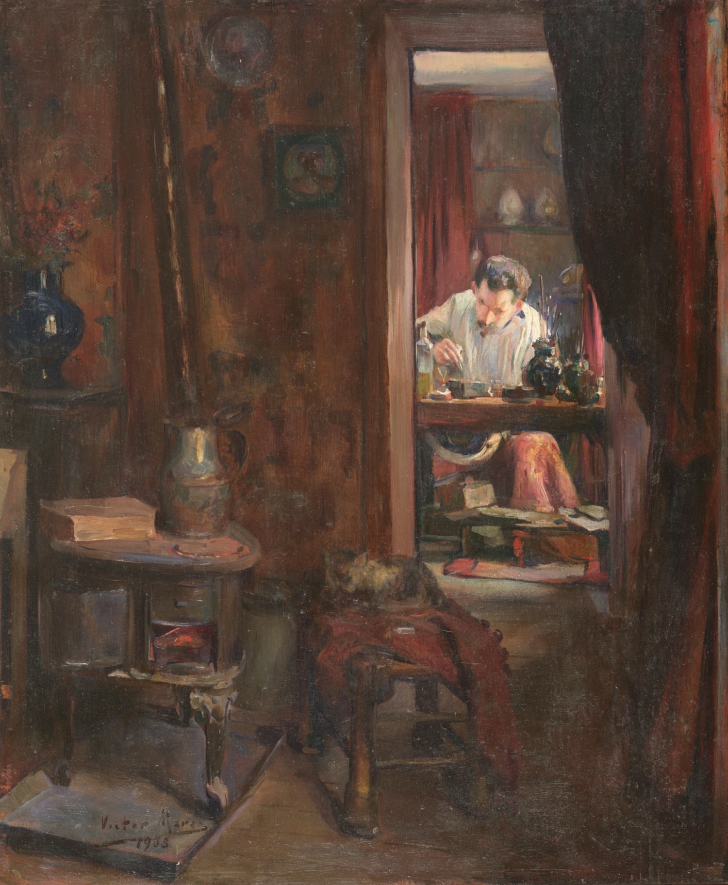 Victor Marec - Portrait présumé d'Émile Gallé dans son atelier