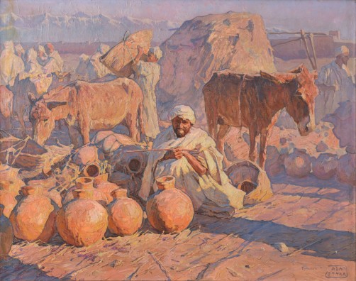 Adam Styka - Marchand devant Marrakech