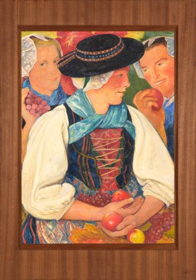 Ernest Biéler - Trois Evolénardes avec des fruits