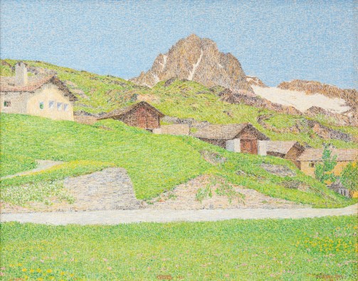 Gottardo Segantini - Maloja mit Piz Lagrev