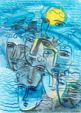 Sandro Chia - Visage dans la mer