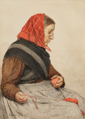 Albert Anker - Strickende Grossmutter