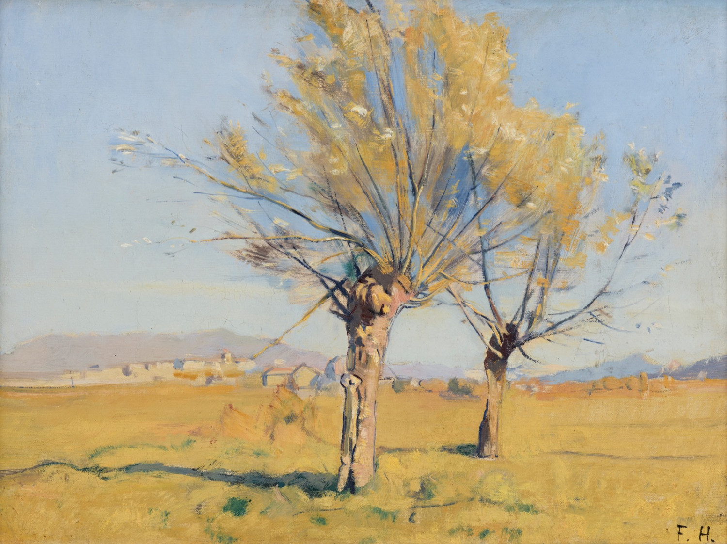 Ferdinand Hodler - Landschaft mit Weidenbäumen, Genf