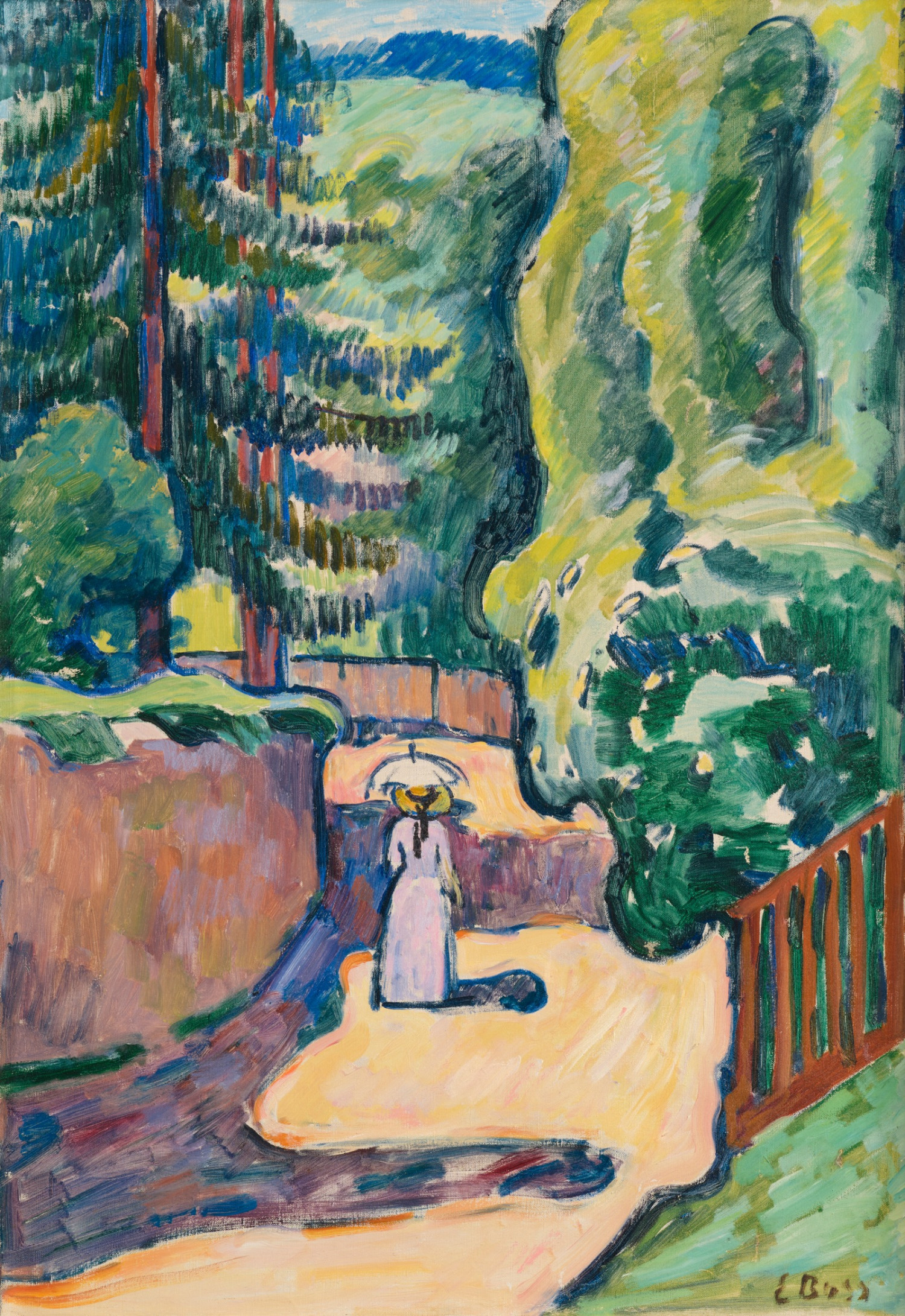 Eduard Boss - Spaziergängerin mit Sonnenschirm