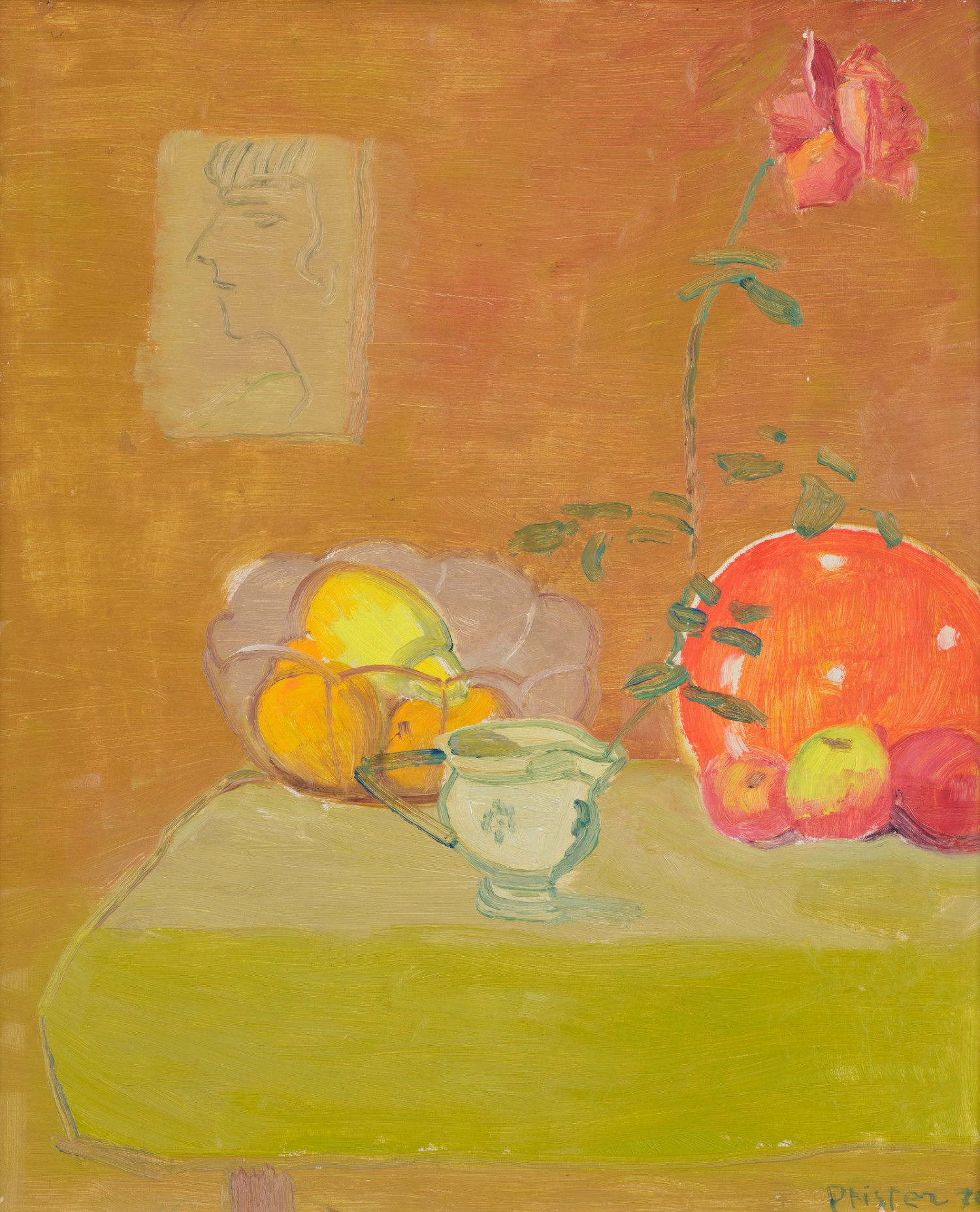 Albert Pfister - Stillleben mit Äpfeln, Zitronen und Rose