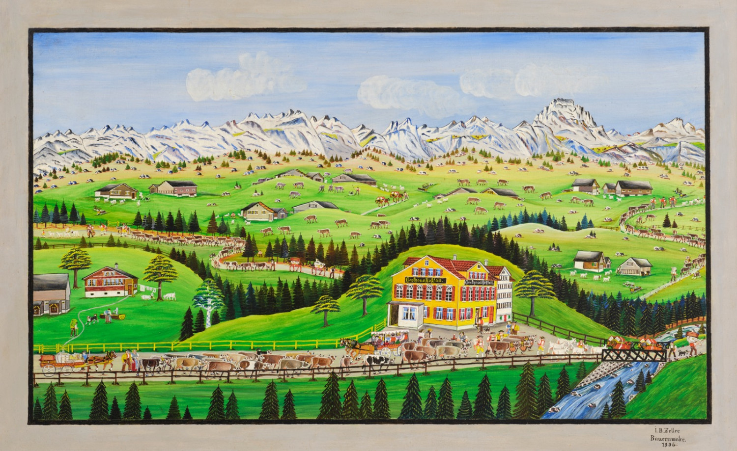 Johann Baptist Zeller - Alpfahrt vor Gasthaus Rossfall