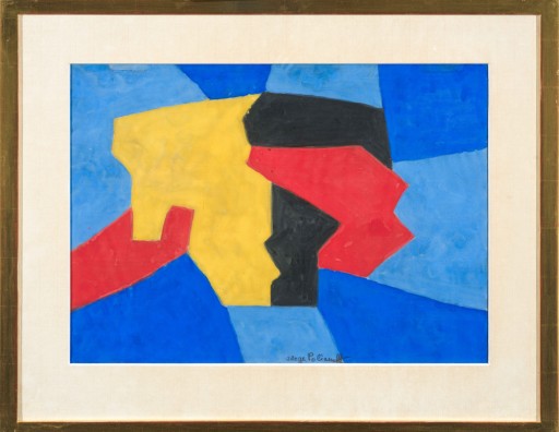 Serge Poliakoff - Composition rouge, noire,jaune et bleue