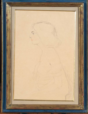 Gustav Klimt - Sitzende Dame im Profil nach links