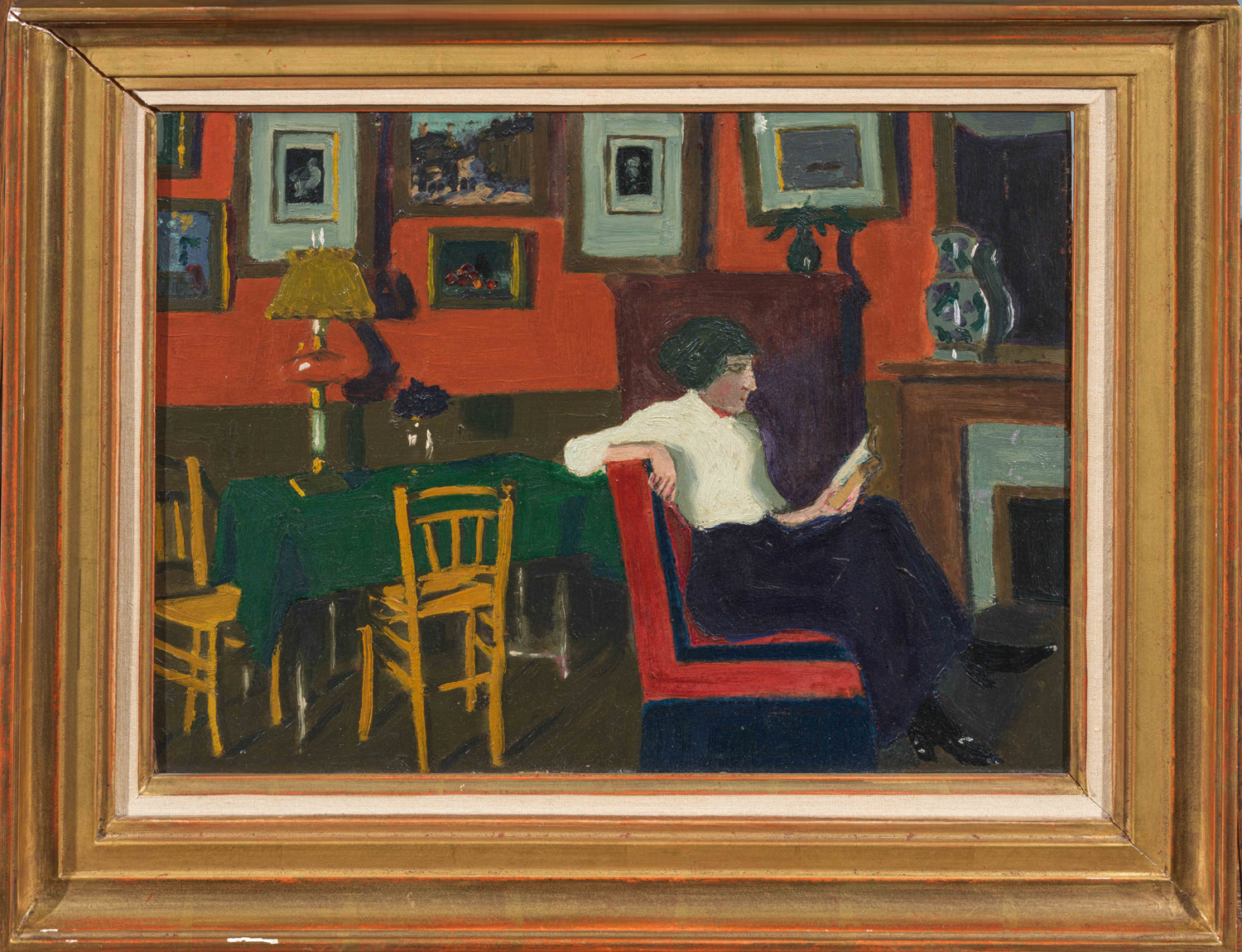 Marius Borgeaud - Dame lisant - 1923 / Femme à la cravate - 1916