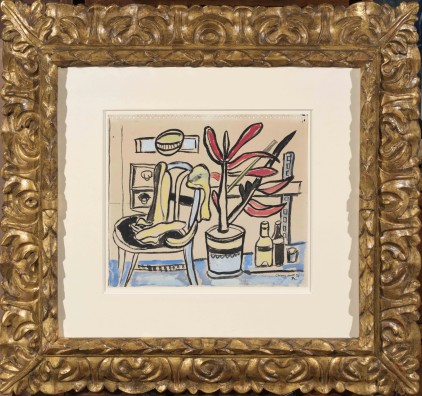 Fernand Léger - Nature morte à la chaise, au pot de fleurs et aux bouteilles