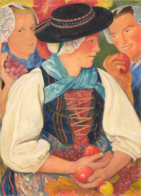 Ernest Biéler - Trois Evolénardes avec des fruits