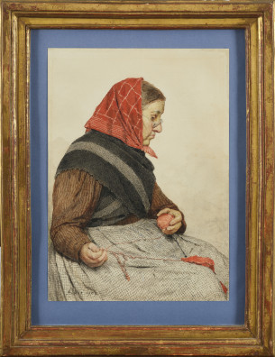 Albert Anker - Strickende Grossmutter