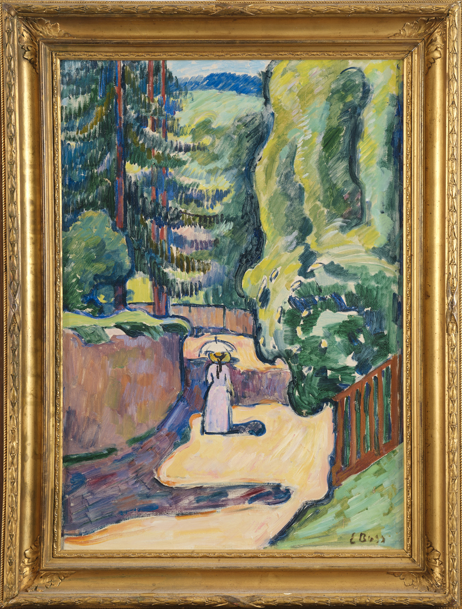 Eduard Boss - Spaziergängerin mit Sonnenschirm